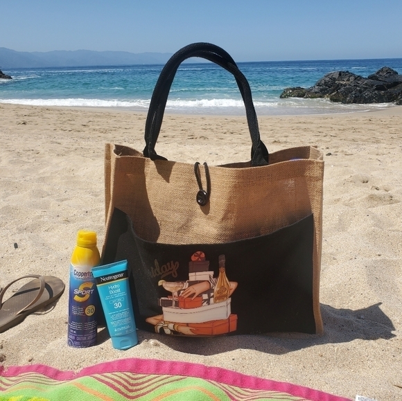 Custom Canvas Tote Bag, Large Size - Red Lips & Heels Theme Cream Tote - Picture 10 of 16